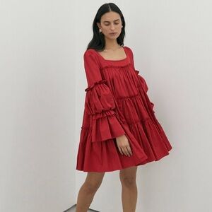 Aje' L'espirit Ruffle Trim Red Mini Dress Sz 4